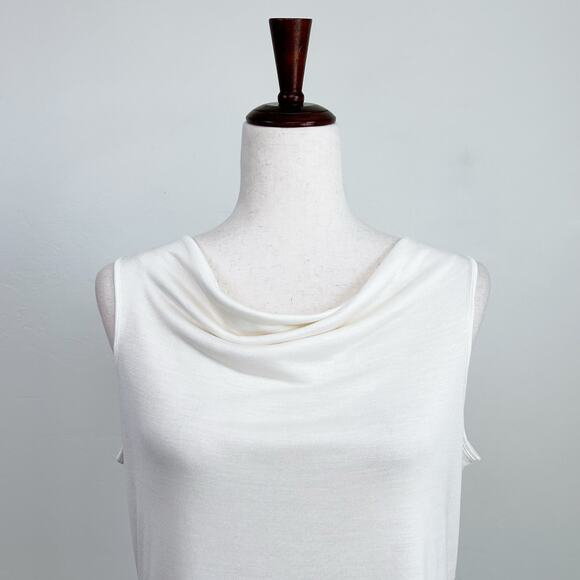 Winter Silks White Cowl Neck Sleeveless Lightweight 100% Silk Top - Picture 1 of 9